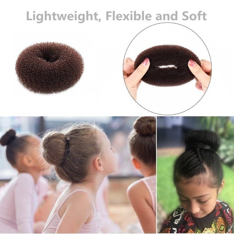 SQULIGT 5 PCS Donut Hair Bun Maker, Dark Brown Ring Style Bun Makers Set (2 Large and 3 Small) - Image 3
